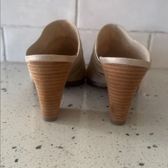 Paul Green AVERY Chic Gold Metallic Shimmer Leather Heeled Mules Shoes Size US 8 - Picture 3 of 13